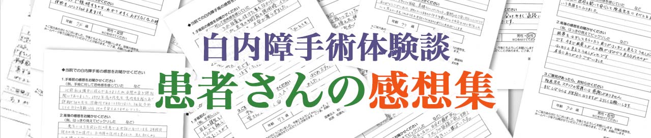 白内障手術体験談|患者さんの感想集 白内障手術体験談|患者さんの感想集